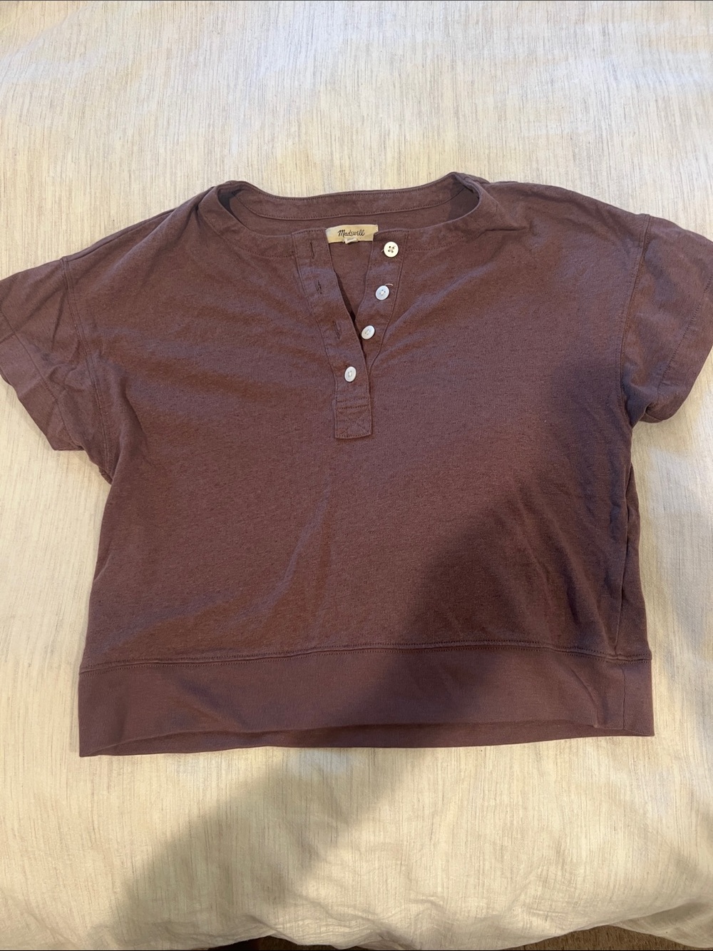 Womens Madewell short-Sleeve Henley Top in Plum